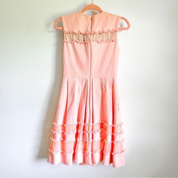 Lela Rose Blush Pink Grace Full-Skirt Fringe-Trim Mini Dress sz 4 - Picture 9 of 13